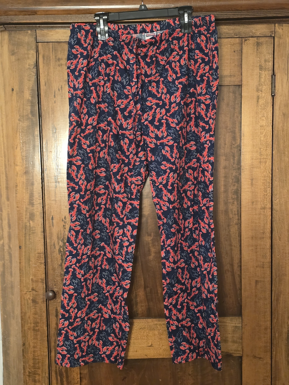 Vineyard Vines Navy Pants with Red Lobster Print Large
